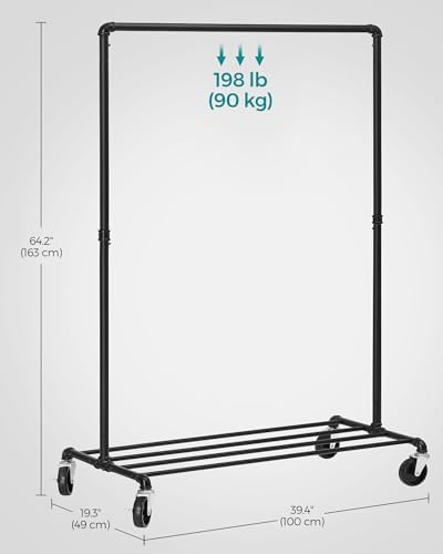 SONGMICS Heavy-Duty Clothes Rack, Single-Rod, Metal Frame on Wheels - Image 7