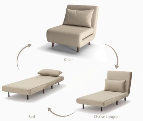 Convertible Sleeper Chair, 3 in 1 Folding Single Chair Sleep Turns into Bed - Image 3