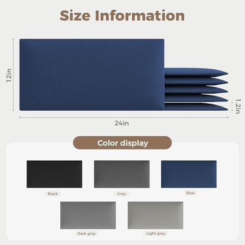 Plush Blue Cushioned Linen Headboard 24x12 Inch 9-Panel Set - Image 2