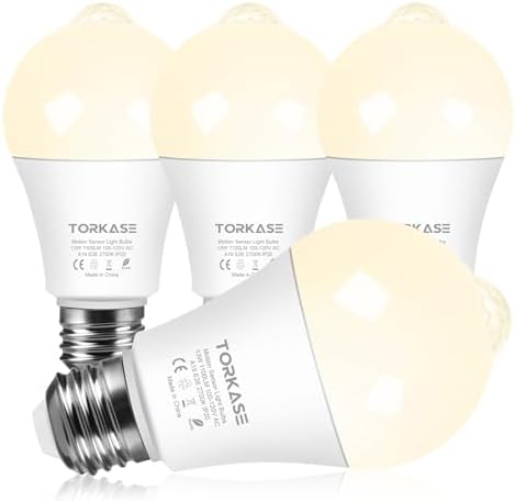 Motion Sensor Light Bulbs, E26 Dusk to Dawn Activated Security by Torkase