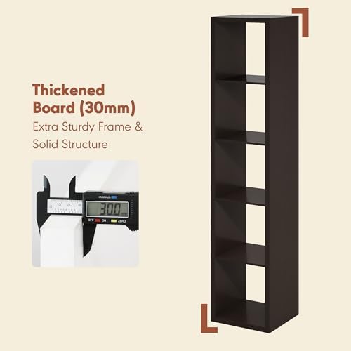 Furinno Cubicle Record Player Stand, 5-Cube Record Storage, Dark Oak - Image 6