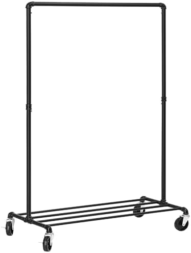 SONGMICS Heavy-Duty Clothes Rack, Single-Rod, Metal Frame on Wheels by SONGMICSbySONGMICSHOME