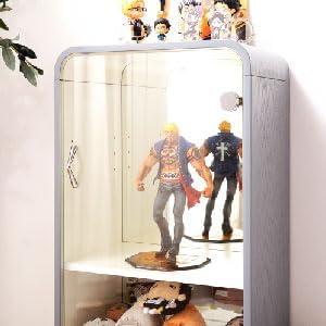 PaletteLife Figurine-Case 4 Tiers Collection-Case Mirror-Backboard Woodgrain Purple BLT-612PP
