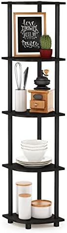 Furinno TURN-N-TUBE Corner Shelf, 5-Tier Corner Bookshelf, Open Storage Shelves by Furinno-FitsYourSpaceFitsYourBudget