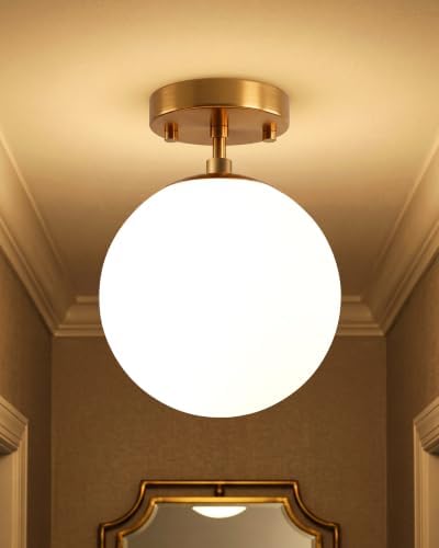 Majade Semi Flush Mount Ceiling Light 6" Globe Gold Modern Light Fixture by Majade