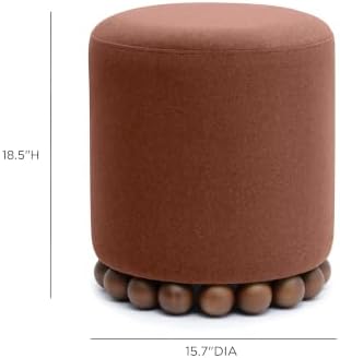 TOV Furniture Dex Small Round Ottoman Footstool, Vegan Mohair - Image 2