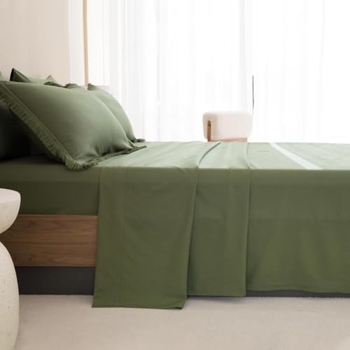 Andency Oversized King Comforter Set, 7 Pieces Olive Green Bedding - Image 7