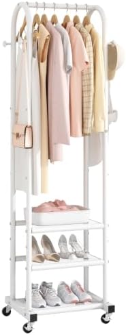 Portable Clothes Rack with Wheels, Space Saving Metal Clothing Rack by Unknown