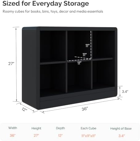 Low Cube Bookcase, 6-Cube Storage Organizer Shelf - Image 3