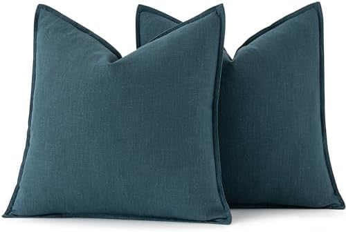 MIULEE Decorative Linen Euro Sham Pillow Covers 26x26 Blue - Image 6