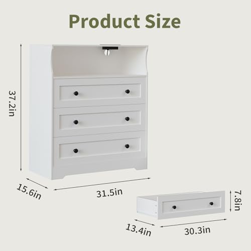 Modern 3-Drawer Wooden Dresser - Image 2
