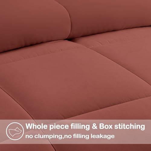 EASELAND Queen Size Down Alternative Comforter, Terracotta, 88x88 Inches - Image 3