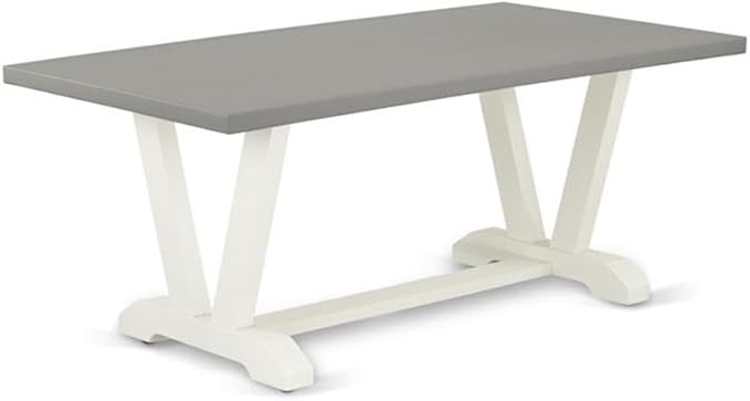 East West Furniture V097AB264-5 5 Piece Kitchen Table & Chairs Set Includes a Rectangle Dining Room Table with V-Legs and 4 White Faux Leather Upholstered Chairs, 40x72 Inch, Multi-Color