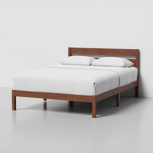 Full Bed Frame with Headboard Classic Wood Platform, Noise Free, Under Bed - Image 4