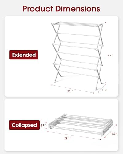 Foldable 3-Tier Clothes Drying Rack 37.4" H - Image 2