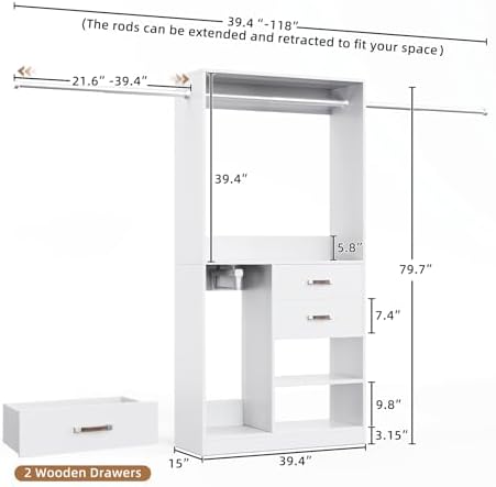 39.4"-118" Extra Wide Closet System - Image 2