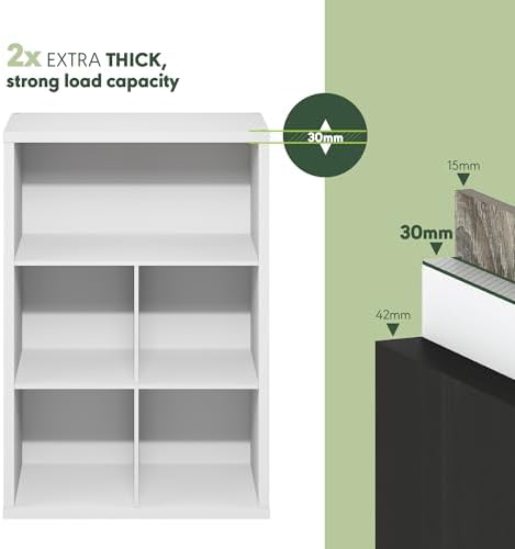Furinno Cubicle Book Shelf, 5-Cube Bookshelf, Extra Thick Frame Cube Storage - Image 7