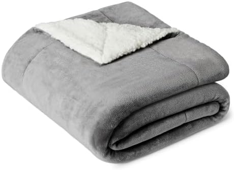 Amazon Basics Reversible Sherpa Throw Blanket, Dark Gray, Ultra Soft by AmazonBasics