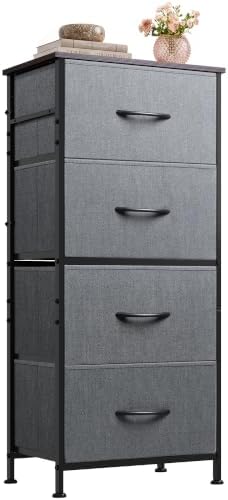 WLIVE Small Dresser Nightstand for Bedroom, 4 Drawers, Dark Grey by WLIVE