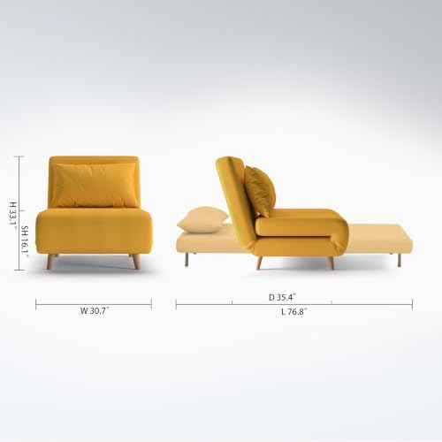 Convertible Sleeper Chair, 3 in 1 Folding Single Chair Sleep Turns into Bed - Image 2
