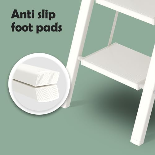Taranta 2 Step Stool Foldable, Aluminum Step Ladder-White - Image 5