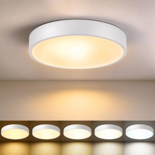 Flush Mount Ceiling Light Fixtures White LED Dimmable 5CCT 15In 36W by HLinghtnet
