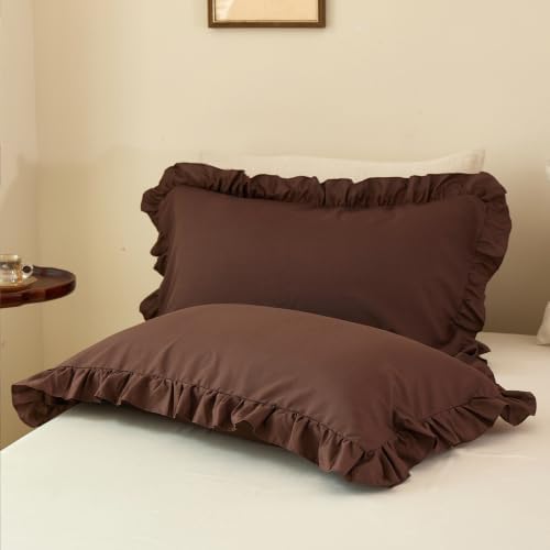 Cupocupa Brown Double Ruffle Comforter Set Twin XL, 2 Piece Bedding - Image 6