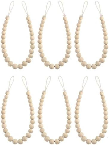 Hion 6 Pack Wood Bead Curtain Tiebacks Holdbacks by Hion