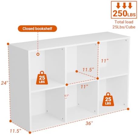 6 Cube Storage Organizer, Kids Cubby Bookshelf, Thickened Panels, Anti-Tip Kit - Image 2