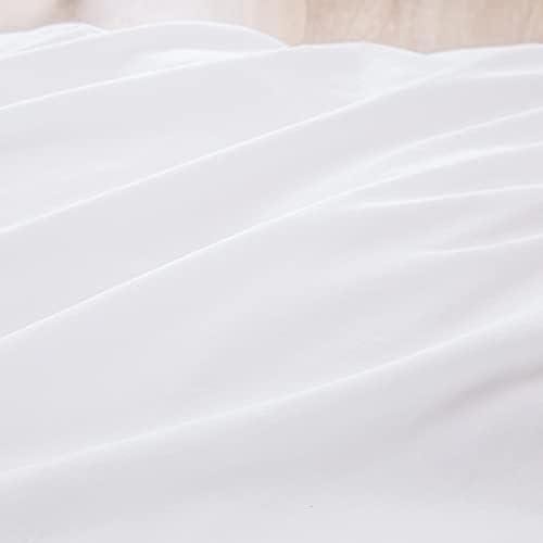 BESTOUCH Cotton Solid Duvet Cover Set Linen Feel Bright White Full - Image 6