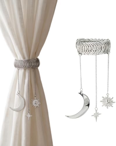 Vintage Curtain Tiebacks Celestial Sun and Moon Star Elastic Holdbacks by Unknown