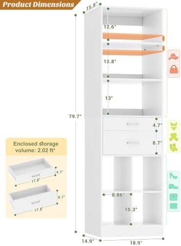 Besiost 18.9" Small Closet System - Image 3