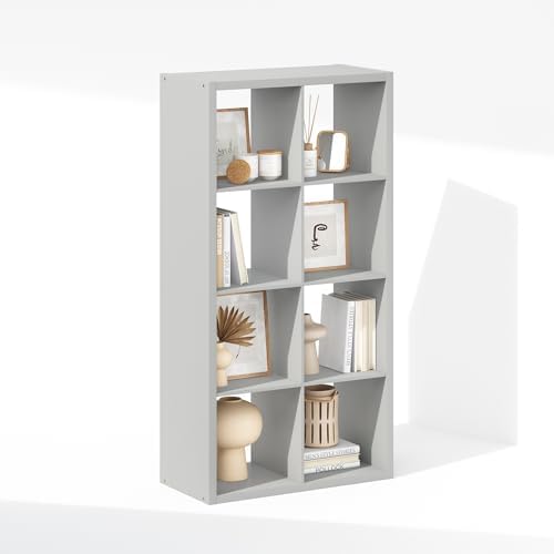 Furinno Simple 8-Cube Storage Organizer, Display Shelf, Light Grey by Furinno-FitsYourSpaceFitsYourBudget