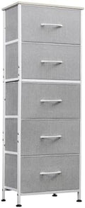 WLIVE Tall Dresser for Bedroom, 5 Drawer Dresser, Light Grey by WLIVE