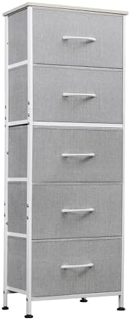 WLIVE Tall Dresser for Bedroom, 5 Drawer Dresser, Light Grey by WLIVE
