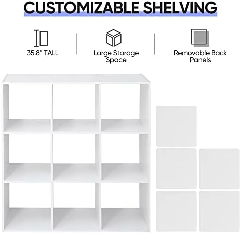 JupiterForce 9 Cube Storage Organizer, Wooden Cube Shelf W/ 5 Removable Back - Image 5