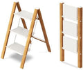 Taranta 3 Step Stool Foldable, Aluminum Step Ladder-WhiteWoodgrain by TARANTA