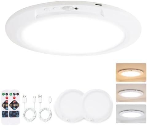 2‑Pack Rechargeable LED Ceiling Shower Light, Motion Sensor Remote Control by DGsit%E2%80%99slightandlife