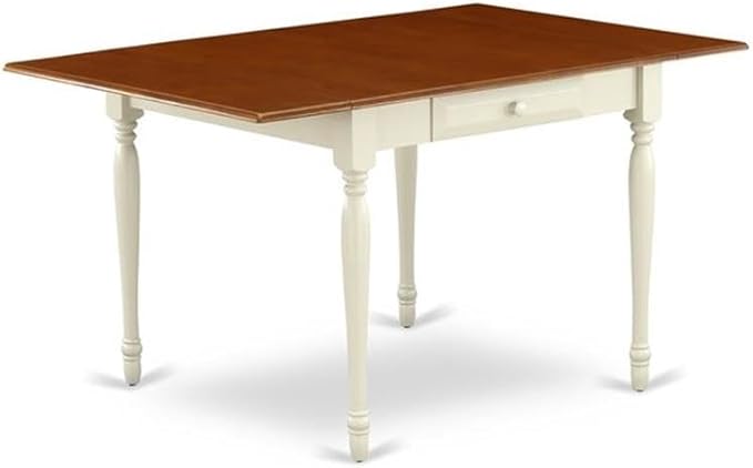 East West Furniture MZAN5-WHI-W 5 Piece Dinette Set for 4 Includes a Rectangle Dining Room Table with Dropleaf and 4 Kitchen Dining Chairs, 36x54 Inch, Buttermilk & Cherry