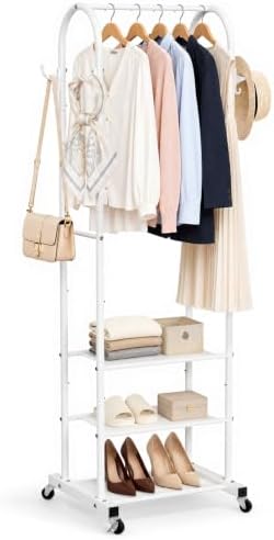Cesun Small Clothes Rack with 3-Tier Mesh Shelves & 8 Hooks by Cesun