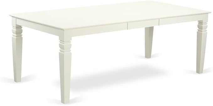 East West Furniture LGCE7-LWH-15 7 Piece Modern Dining Table Set Consist of a Rectangle Wooden Table with Butterfly Leaf and 6 Baby Blue Linen Fabric Parson Chairs, 42x84 Inch, Linen White