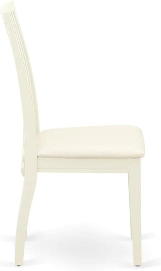 East West Furniture DMIP3-LWH-C 3 Piece Dining Room Furniture Set Contains a Round Kitchen Table with Dropleaf and 2 Linen Fabric Upholstered Dining Chairs, 42x42 Inch, Linen White