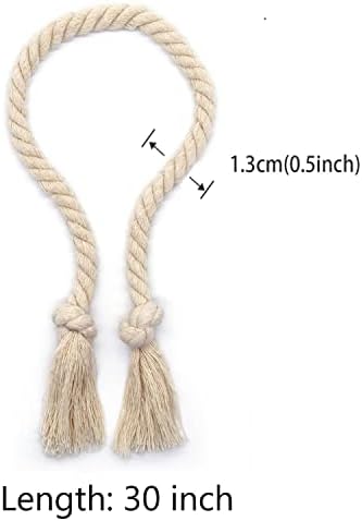 6 Pack Curtain Tiebacks, Outdoor Curtain Ties, Natural Cotton Curtain Holders - Image 4