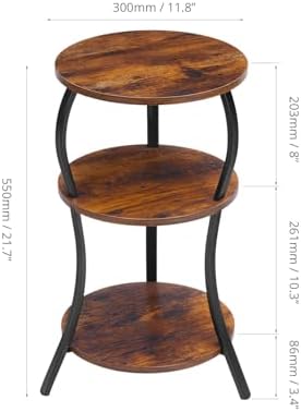 YEAKOO Vintage Small Round Side Table, 3-Tier End Table - Image 3