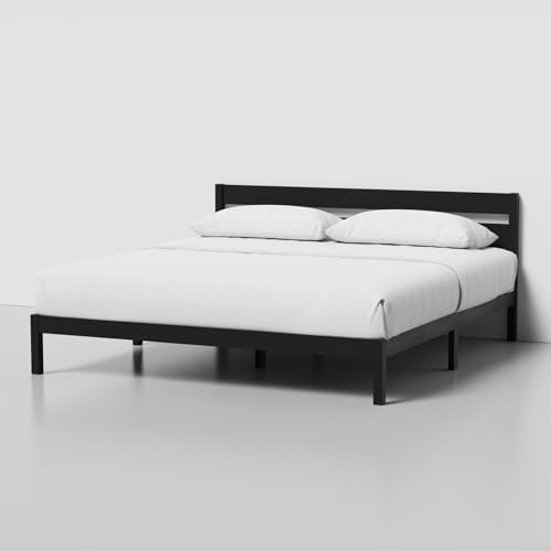 King Bed Frame with Headboard Classic Wood Platform, Noise Free, Under Bed - Image 4
