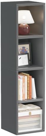 Zenira 4-Tier Bookcase, 4 Cube Storage Organizer, Narrow Bookcase by ZENIRA