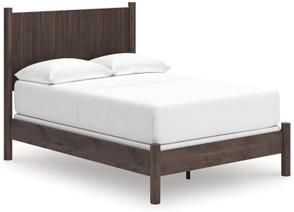Signature Design by Ashley Brown Wood Full Panel Bed, Reeded Headboard by Unknown