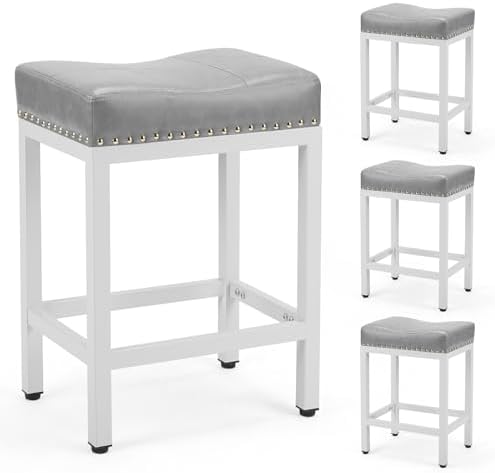 OLIXIS 24 Inch Bar Stools Set of 4, PU Leather Counter Height Stools by OLIXIS