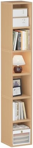 Zenira Corner Bookcase, Tall Narrow 6 Cube Storage Organizer, 6 Tier Shelf by ZENIRA