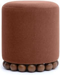 TOV Furniture Dex Small Round Ottoman Footstool, Vegan Mohair by TOVFurniture